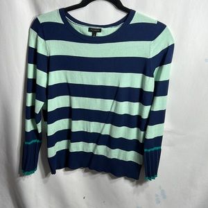 Talbots women’s sweater (S) pleated long sleeves, horizontal stripes, scoop neck
